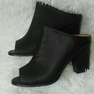 Size 10 black peep toe mules